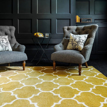 Albany Ogee Modern Geometric Hand-Woven Wool Ochre/Cream Rug-Asiatic Carpets-Rug Love - The Most Loved Rug Store